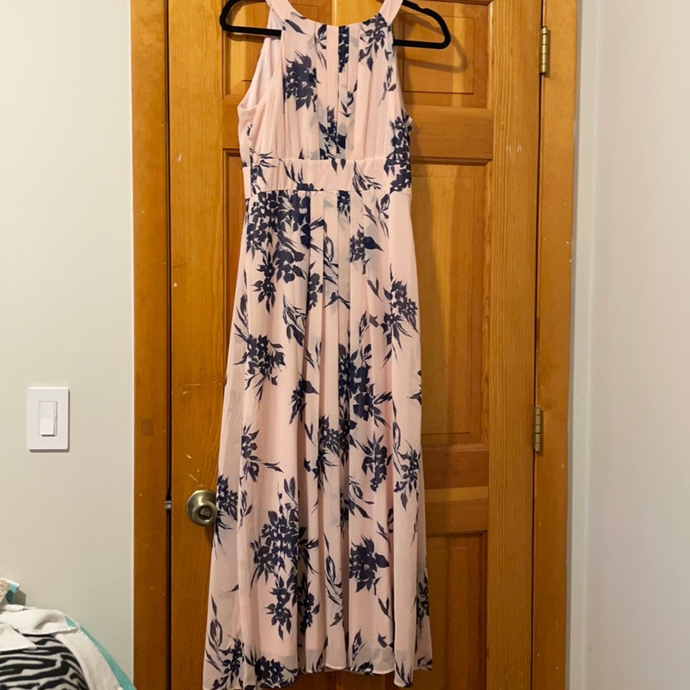 Size 6 Petite blush pink and navy dress